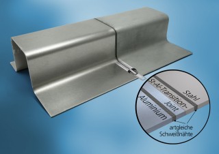 Gebogene Platine in Stahl-Aluminium-Mischbauweise, gefügt mittels Transition Joint