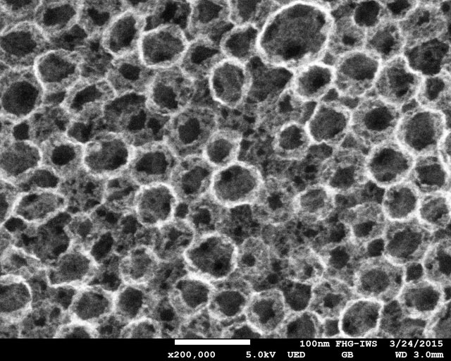 Nano-poröser Kohlenstoff (REM-Hochauflösungsaufnahme)