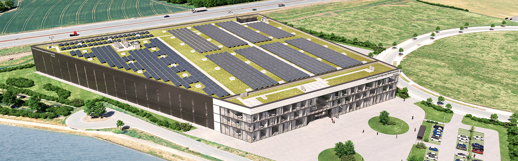 The Fraunhofer Research Institution for Battery Cell Production FFB facility is being built in the Hansa BusinessPark in Münster.