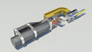 Um das HPCI-Verfahren für den industriellen Einsatz fit zu machen, entwickelten die Wissenschaftler eine Fügezange, die sich beispielsweise anstelle einer Punktschweißzange an einem Roboterarm montieren lässt.