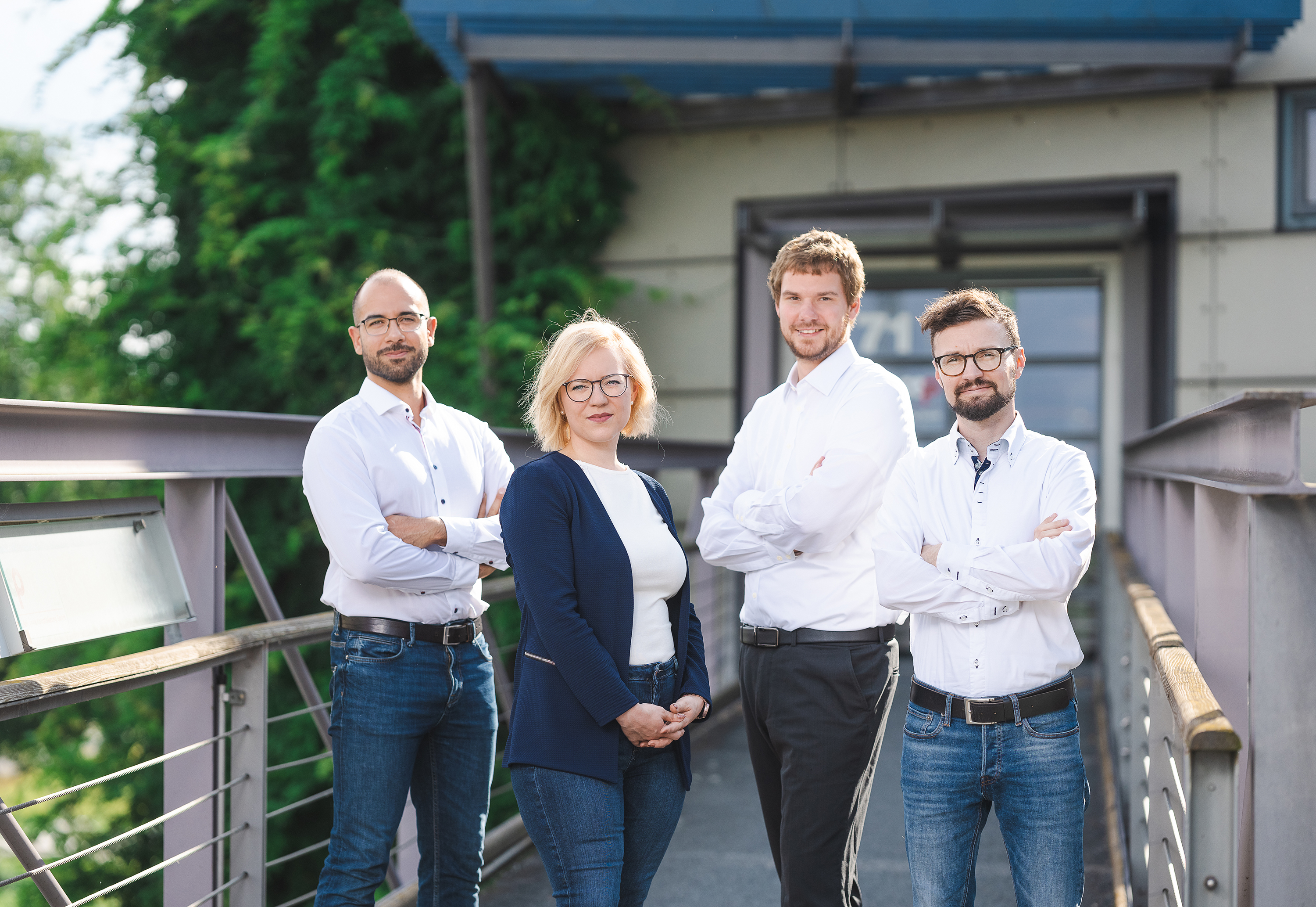 Die Gründer von Fusion Bionic. Von links nach rechts: Sabri Alamri, Laura Kunze, Benjamin Krupop, Tim Kunze.