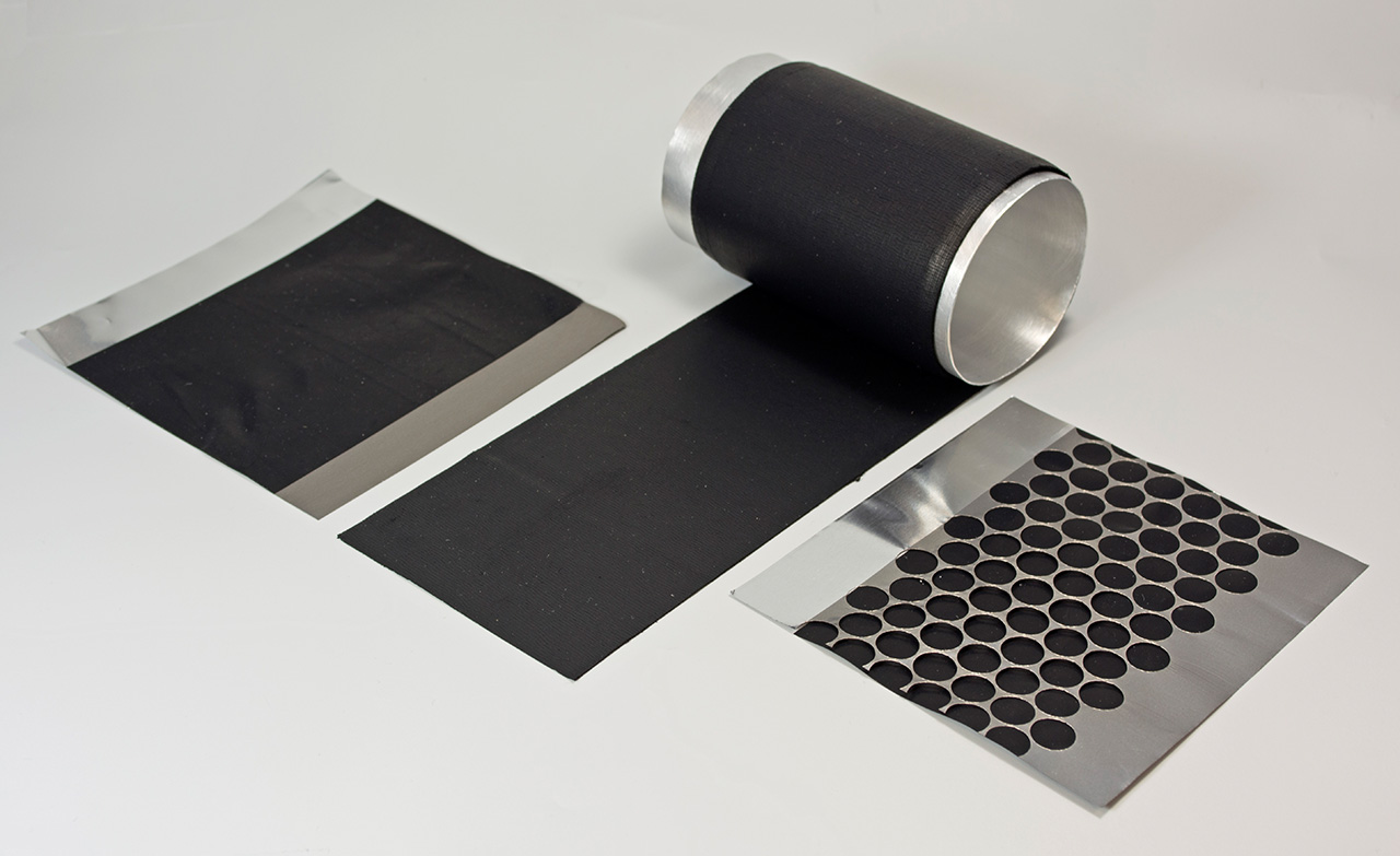 Processing electrodes in dry state by DRYtraec® process allows the use of perforated current collectors.