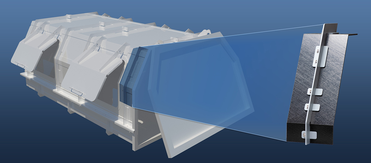 Aluminum GFRP connection design for a modular multi-material lightweight container.