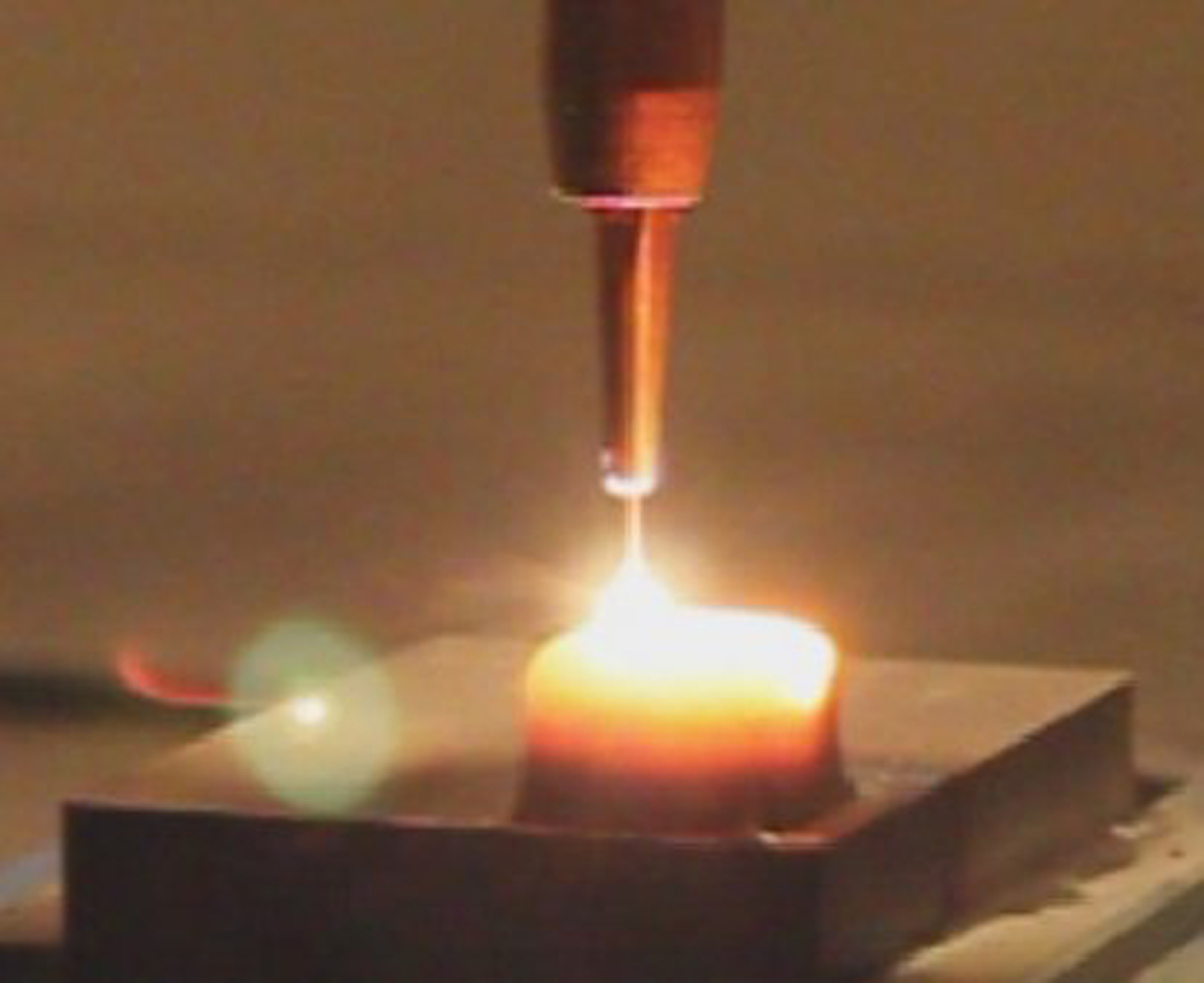 Process of a volume buildup by direct laser wire deposition