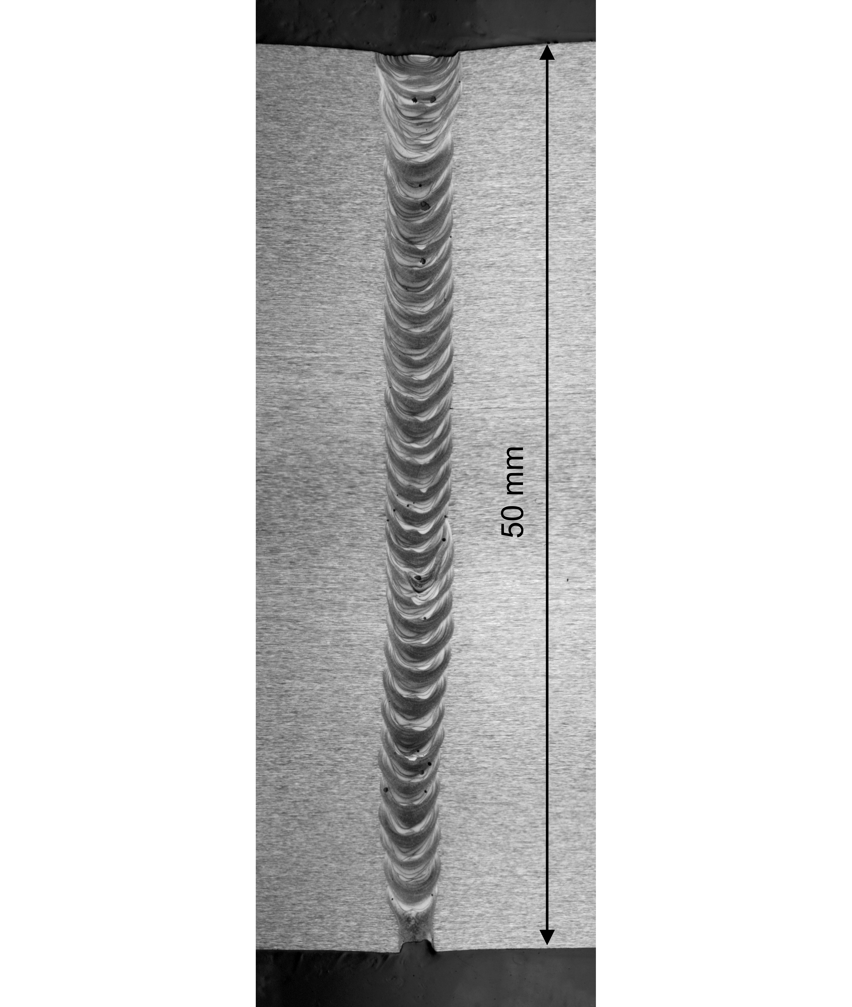 Cross section of a laser-MPNG weld seam made of a naturally hard aluminum alloy