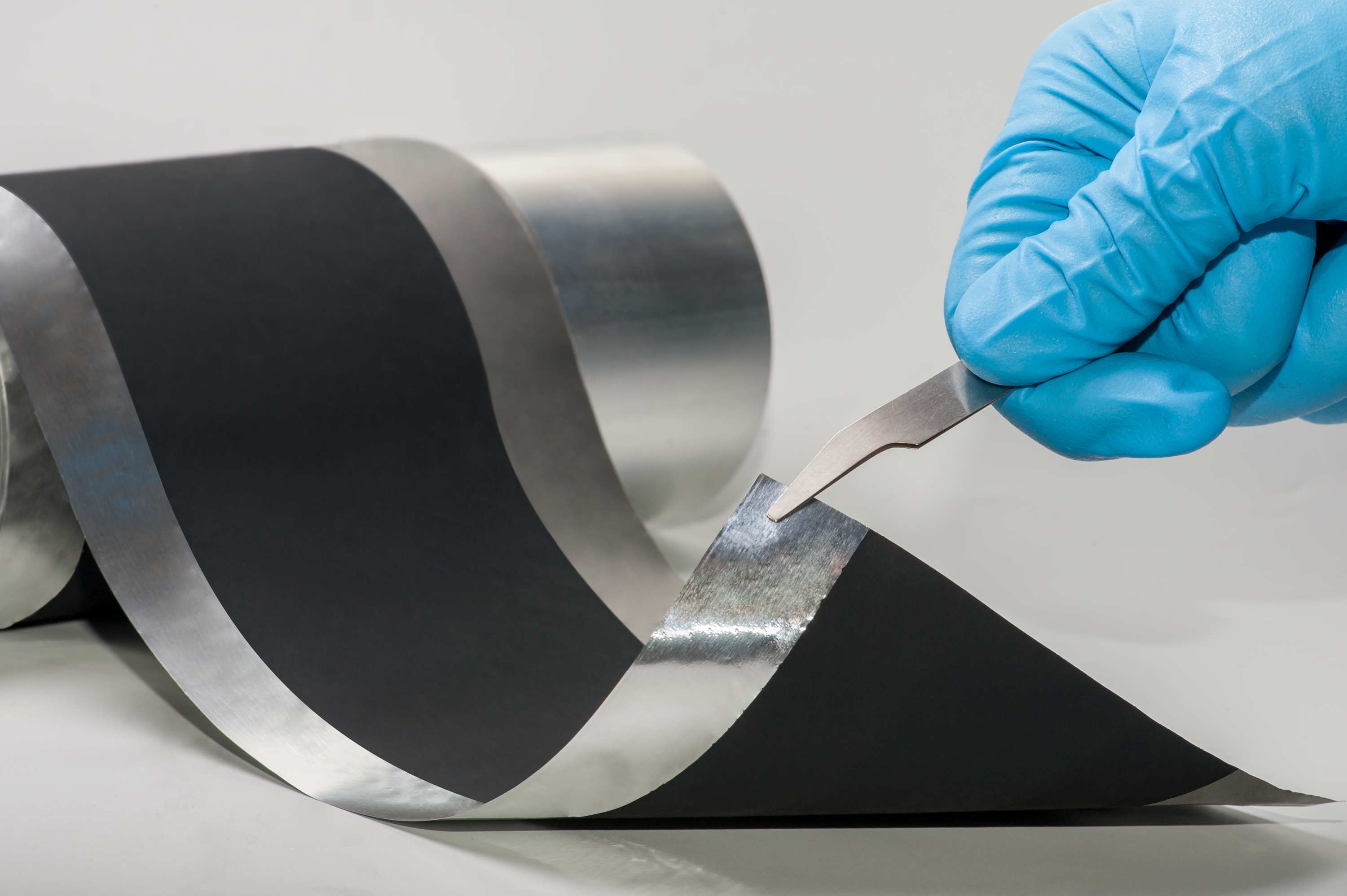 This is what the electrodes coated with the new dry transfer coating technology look like. Fraunhofer IWS process enables battery electrodes to be produced on a pilot scale without using toxic solvents.