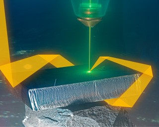 A particularly short-wavelength green laser, whose cutting capability is also given in water, is used to cut steel and metals in the sea. Fraunhofer IWS has researched and developed a solution that already works in the lab.