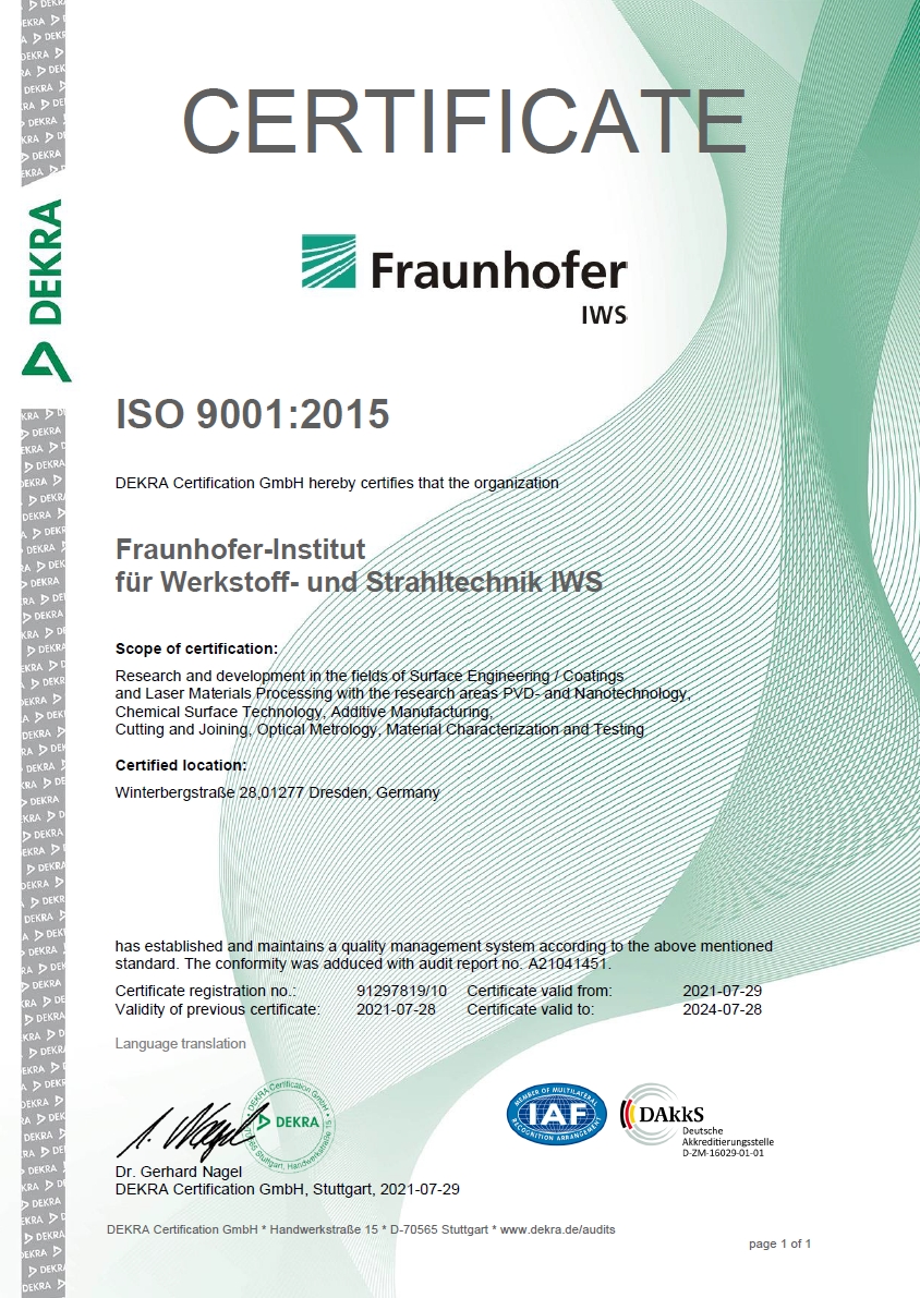 Certificate DIN-ISO 9001:2015
