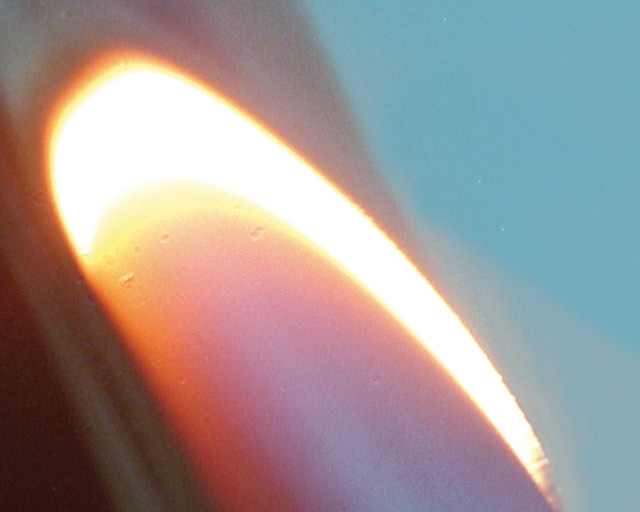 Laser beam hardening of a steam turbine blade.