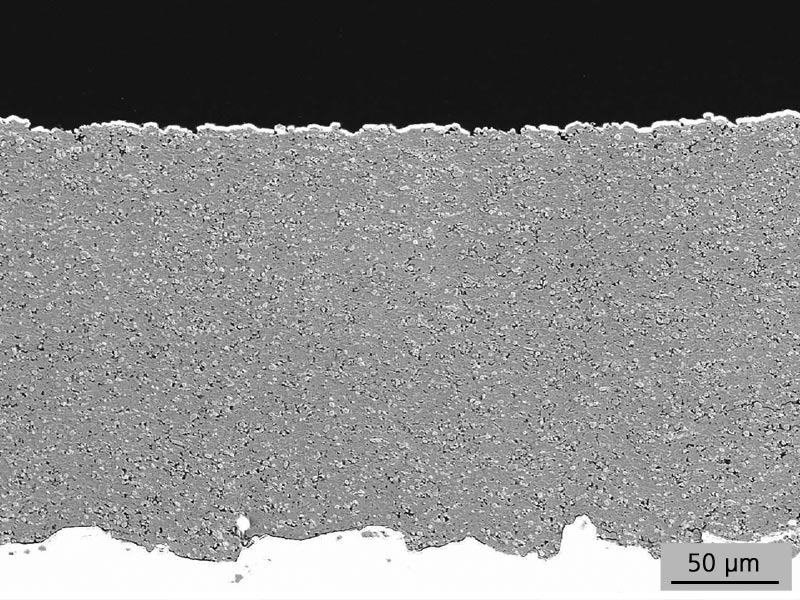 SEM micrograph of an aluminium oxide suspension sprayed coating.