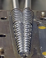Conical counter-rotating twin screws