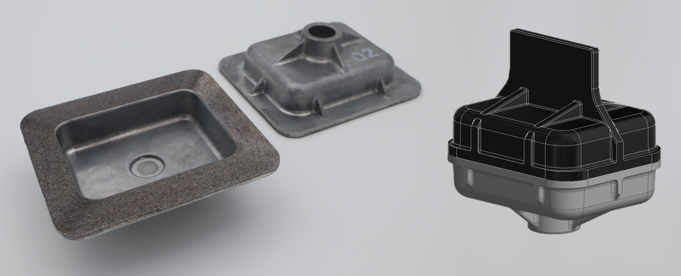 Laser-structured metal surface as pre-treatment for thermal direct joining (left) and test specimen for inves-tigating the tightness and burst pressure of the thermally direct joined joint (right). Laser-structured metal surface as pre-treatment for thermal direct joining (left) and test specimen for inves-tigating the tightness and burst pressure of the thermally direct joined joint (right).
