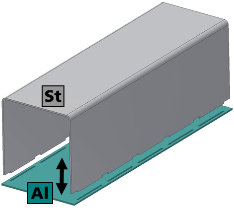 Load-bearing profiles of hybrid steel-aluminum: model