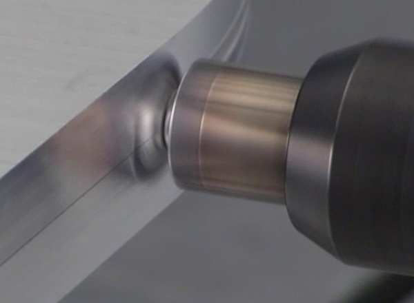 Close view of friction stir welding (FSW) process