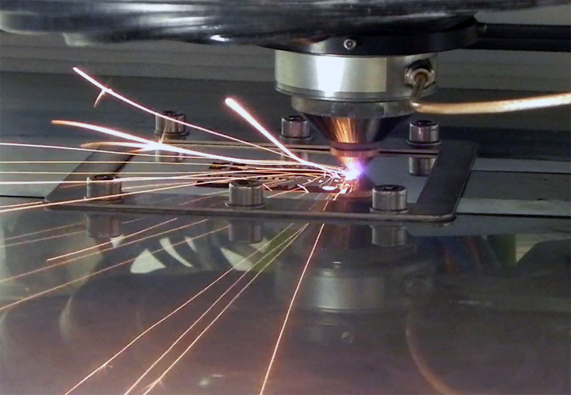 High-speed laser cutting of a complex contour.