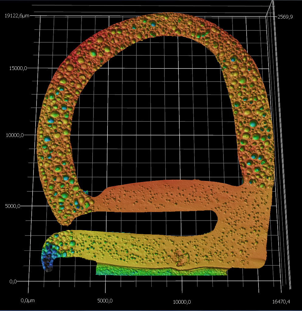 Measurement of the pore content of an EPDM seal cross-section Measurement of the pore content of an EPDM seal cross-section